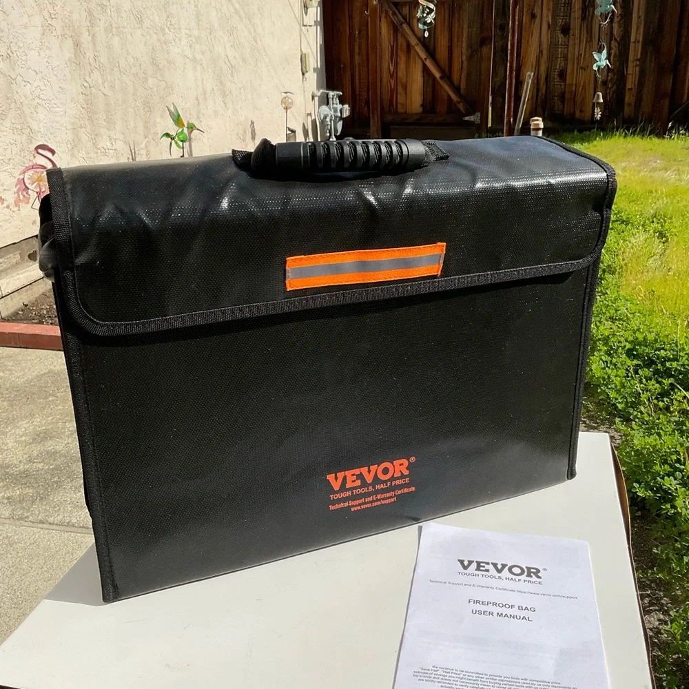 “New” VEVOR Fireproof And Waterproof Large Bag (18”L X 12”H X 5.5”W) Black